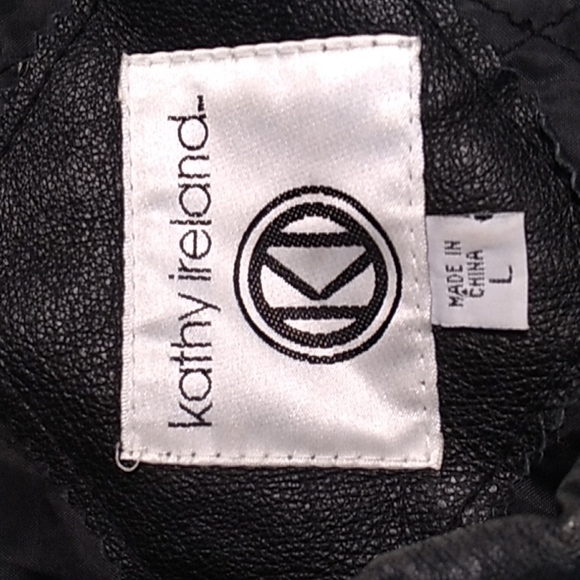 Kathy Ireland large leather moto jacket black - Picture 2 of 3